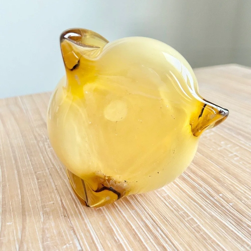 Vintage MCM Hand Blown Amber and Cream Glass Vase by Cristalleria Fratelli Betti